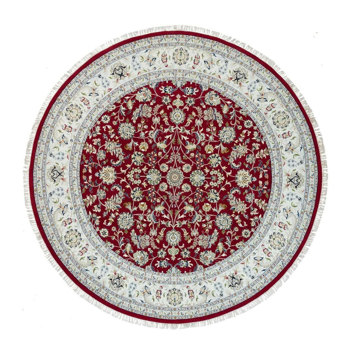 9'8" x 9'8" New Hand Knotted Red Cotton Round Oriental Rug - MOA10290050