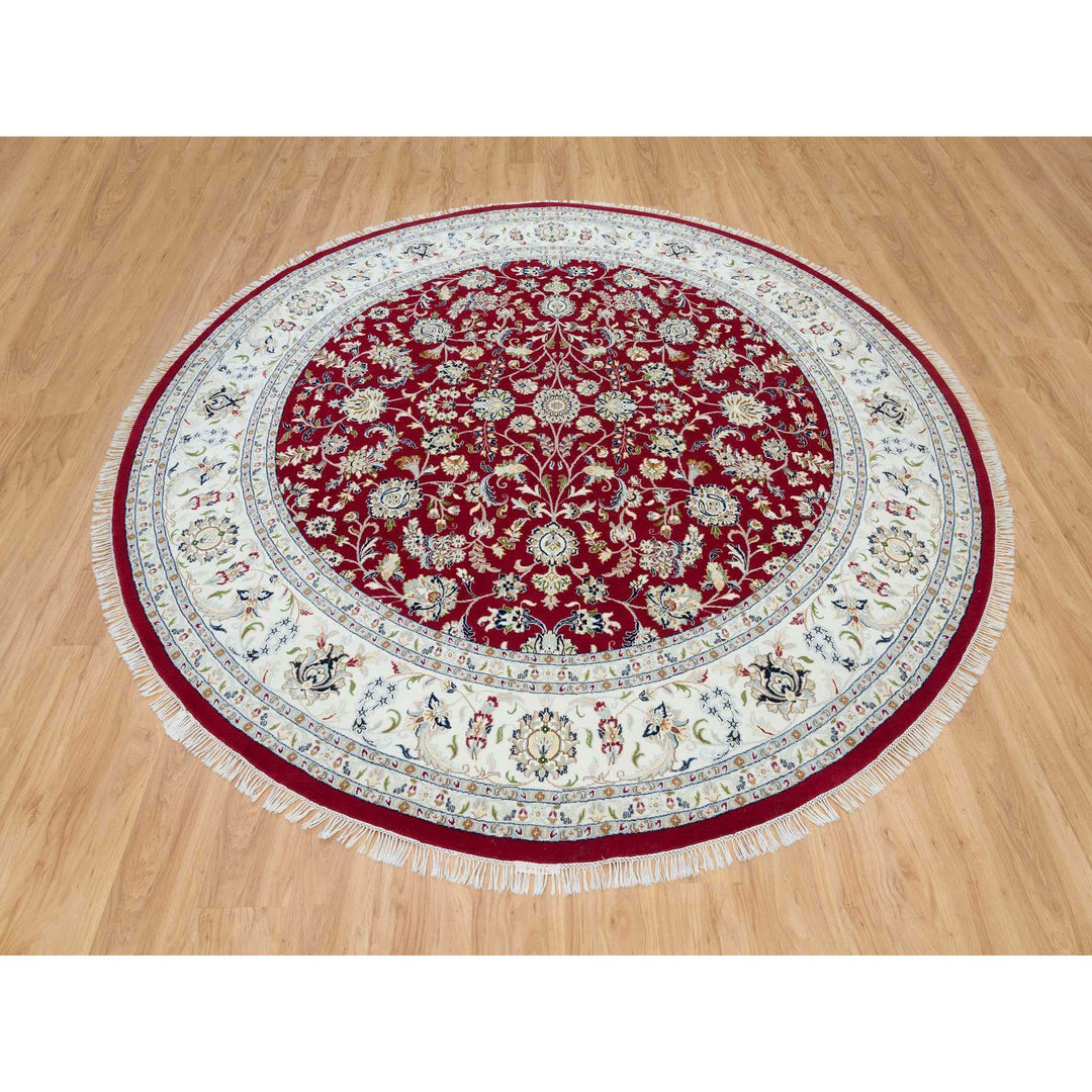 9'8" x 9'8" New Hand Knotted Red Cotton Round Oriental Rug - MOA10290050