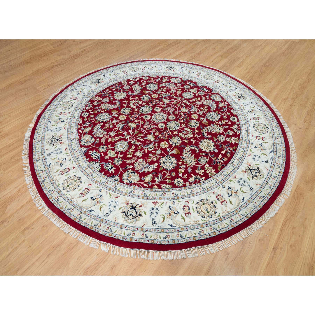 9'8" x 9'8" New Hand Knotted Red Cotton Round Oriental Rug - MOA10290050