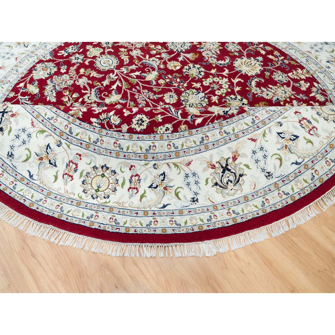 9'8" x 9'8" New Hand Knotted Red Cotton Round Oriental Rug - MOA10290050