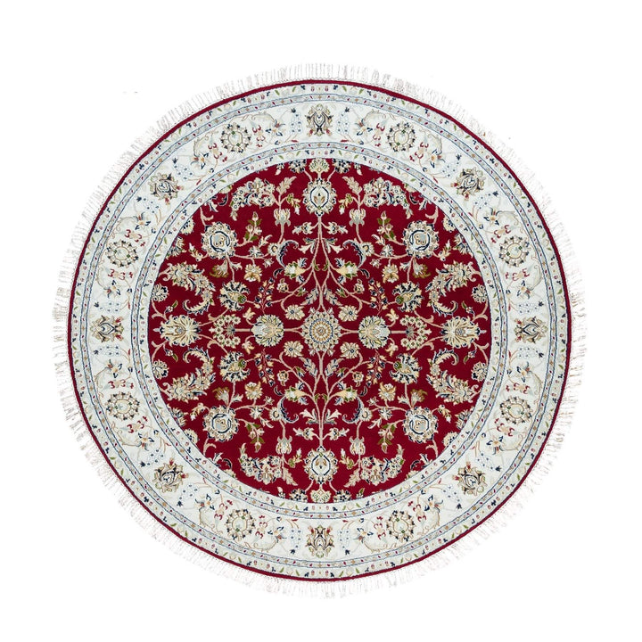 6'0" x 6'0" New Hand Knotted Red Cotton Round Oriental Rug - MOA10290052