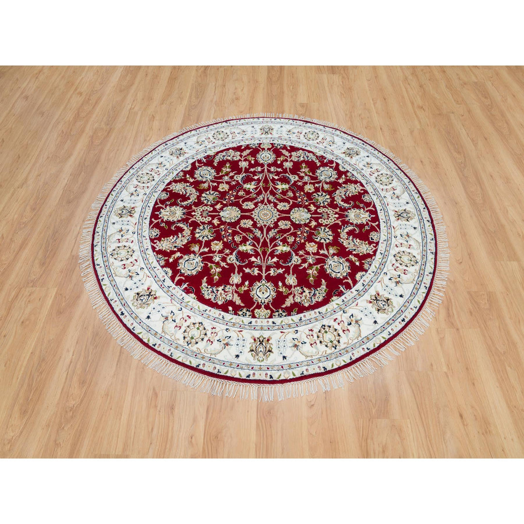 6'0" x 6'0" New Hand Knotted Red Cotton Round Oriental Rug - MOA10290052