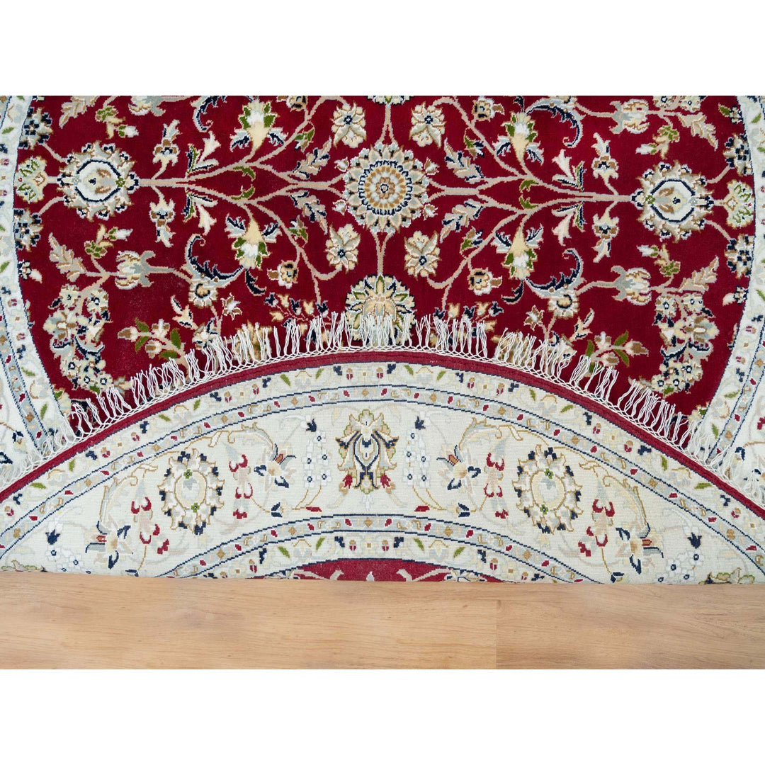 6'0" x 6'0" New Hand Knotted Red Cotton Round Oriental Rug - MOA10290052