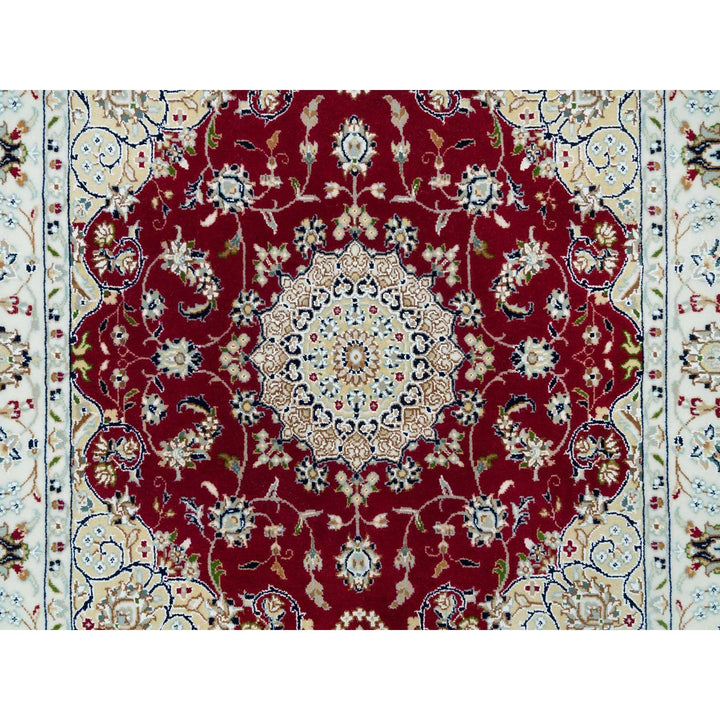 4'1" x 4'1" New Hand Knotted Red Wool Square Oriental Rug - MOA10290057