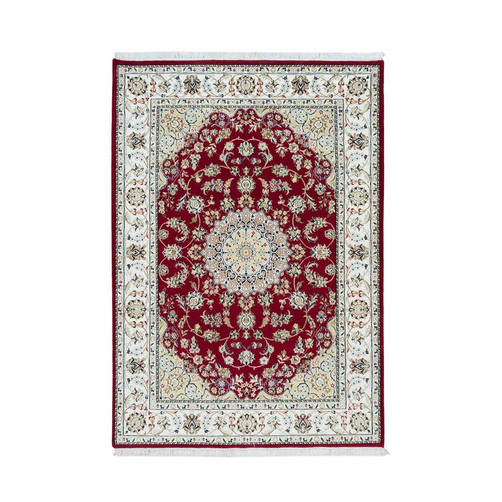 4'6" x 6'10" New Hand Knotted Red Wool Rectangle Oriental Rug - MOA10290062