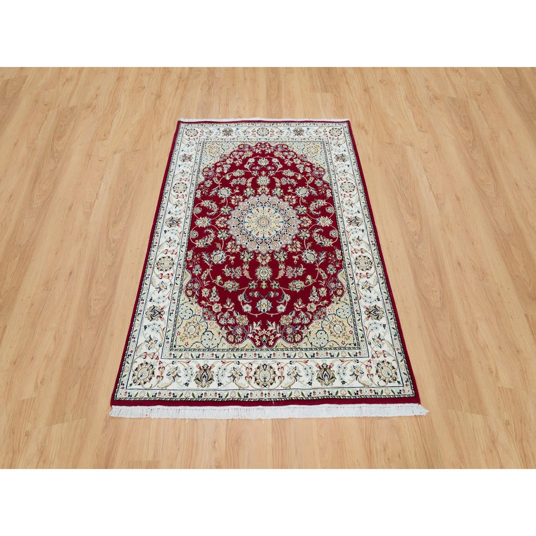 4'6" x 6'10" New Hand Knotted Red Wool Rectangle Oriental Rug - MOA10290062