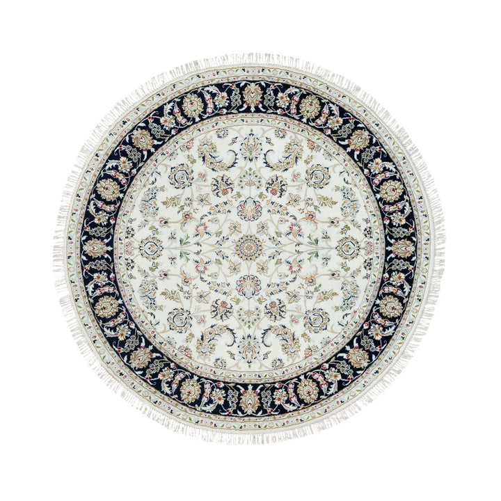 6'0" x 6'0" New Hand Knotted Ivory Wool Round Oriental Rug - MOA10290068