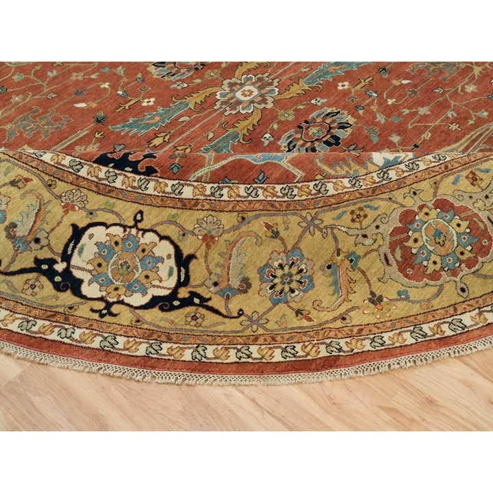 11'11" x 11'11" New Hand Knotted Red Wool Round Oriental Rug - MOA10290083