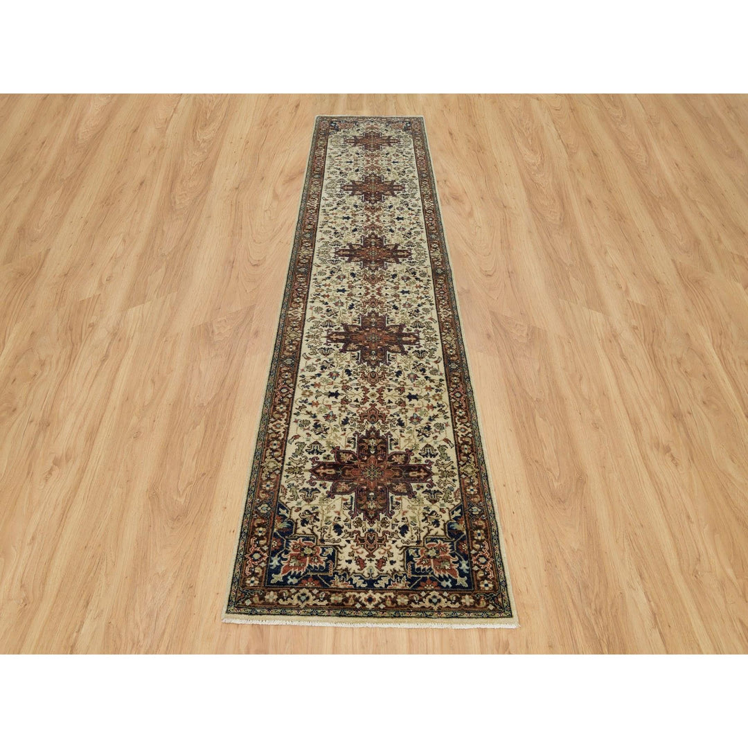 2'8" x 12'3" New Hand Knotted Beige Wool Runner Oriental Rug - MOA10290084