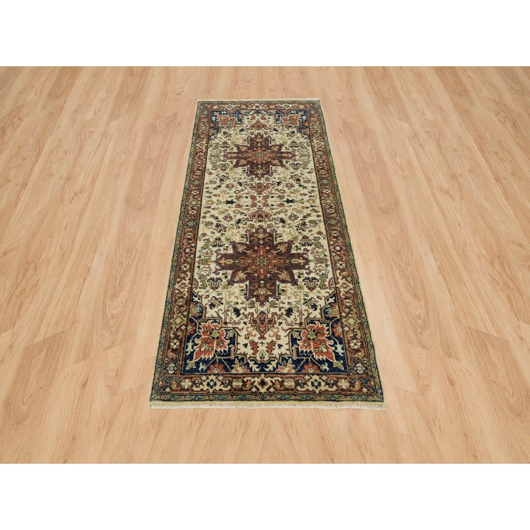 2'8" x 6'1" New Hand Knotted Beige Wool Runner Oriental Rug - MOA10290095