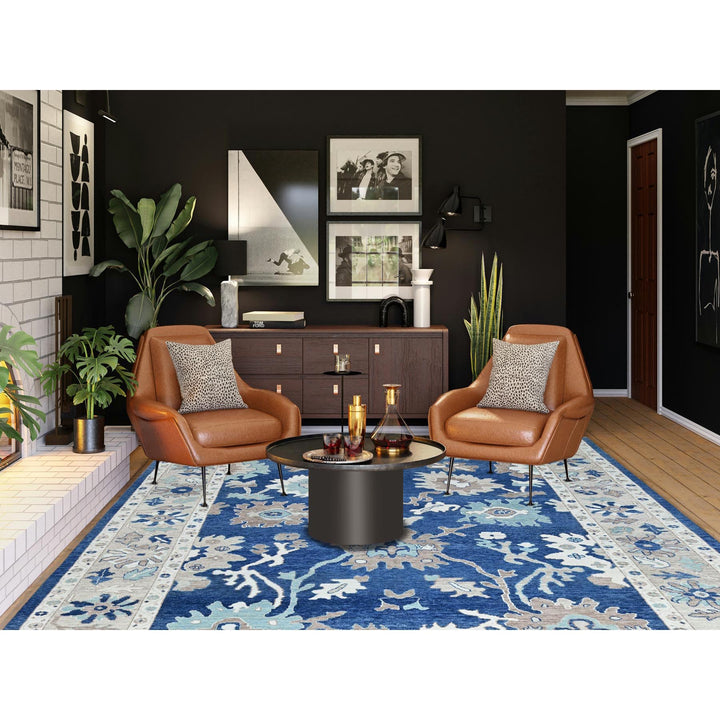 10'4" x 13'6" New Hand Knotted Blue Wool Rectangle Oriental Rug - MOA102900