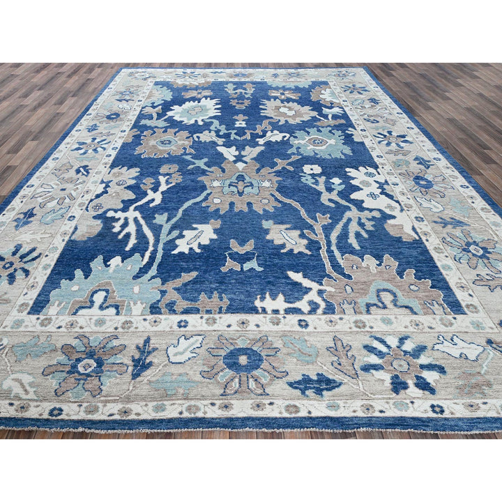 10'4" x 13'6" New Hand Knotted Blue Wool Rectangle Oriental Rug - MOA102900