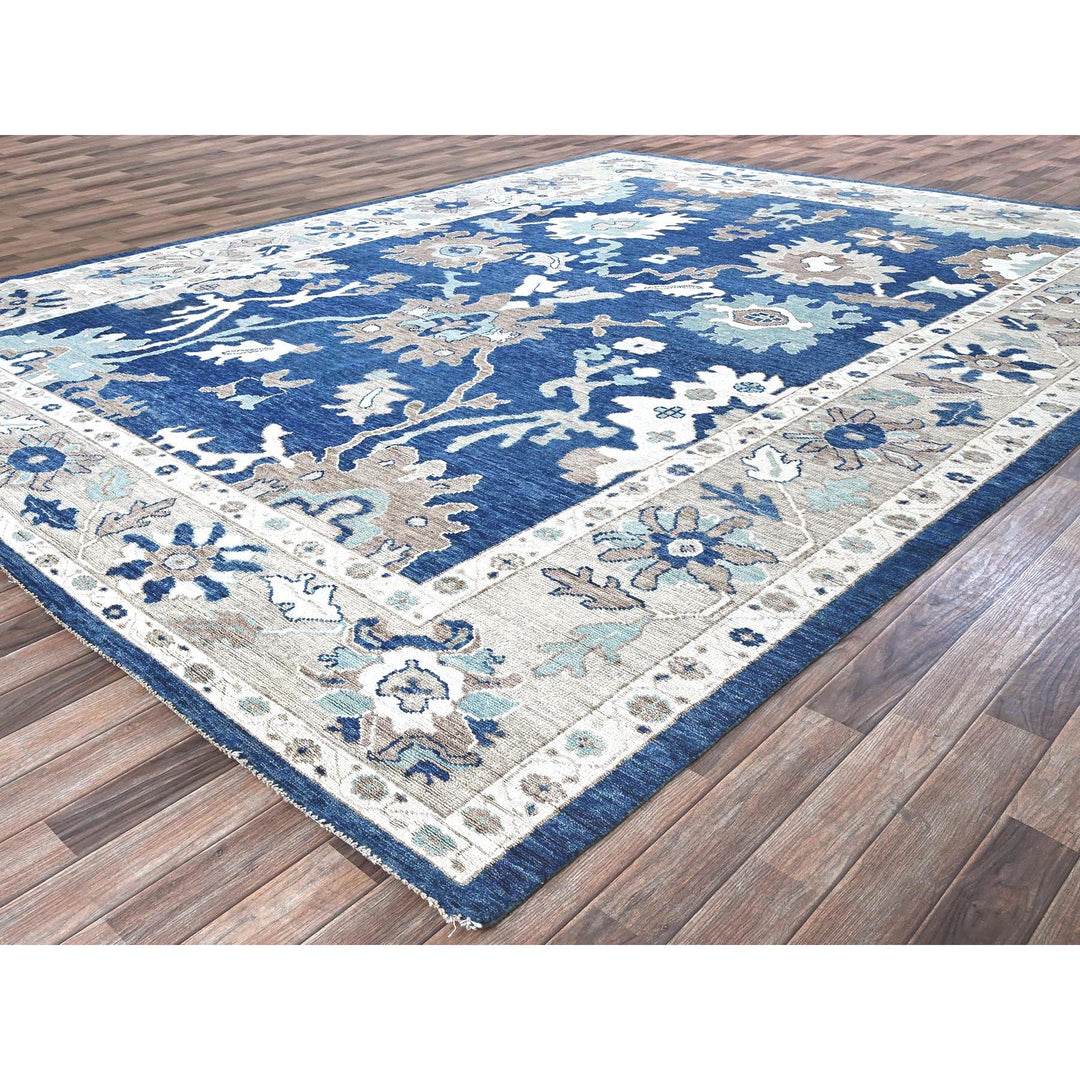 10'4" x 13'6" New Hand Knotted Blue Wool Rectangle Oriental Rug - MOA102900