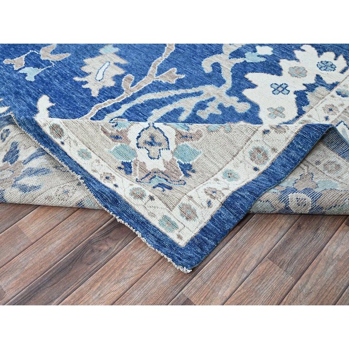 10'4" x 13'6" New Hand Knotted Blue Wool Rectangle Oriental Rug - MOA102900