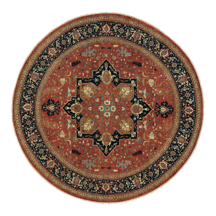 11'10" x 11'10" New Hand Knotted Red Wool Round Oriental Rug - MOA10290102