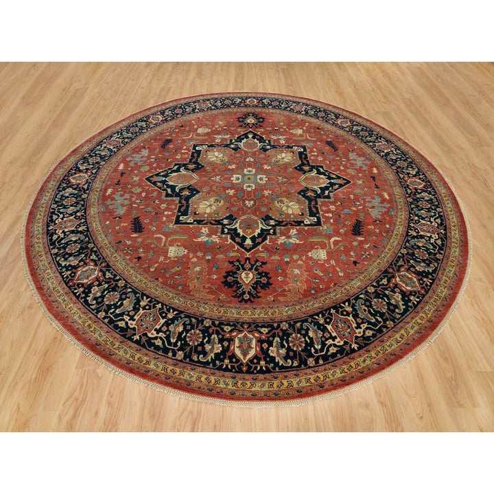 11'10" x 11'10" New Hand Knotted Red Wool Round Oriental Rug - MOA10290102