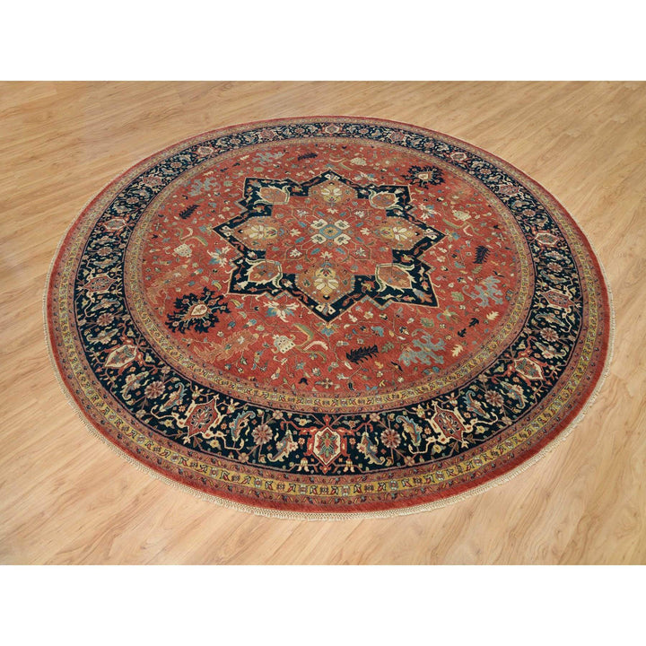 11'10" x 11'10" New Hand Knotted Red Wool Round Oriental Rug - MOA10290102