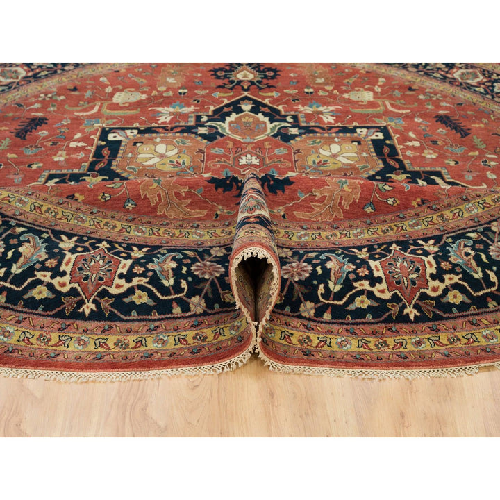 11'10" x 11'10" New Hand Knotted Red Wool Round Oriental Rug - MOA10290102