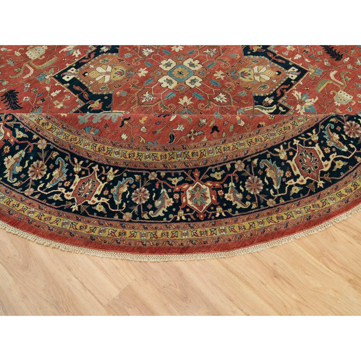 11'10" x 11'10" New Hand Knotted Red Wool Round Oriental Rug - MOA10290102