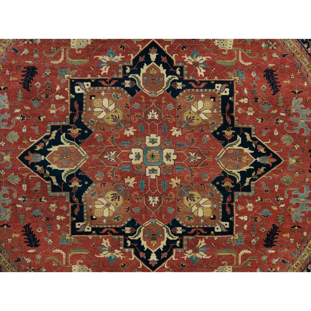 11'10" x 11'10" New Hand Knotted Red Wool Round Oriental Rug - MOA10290102