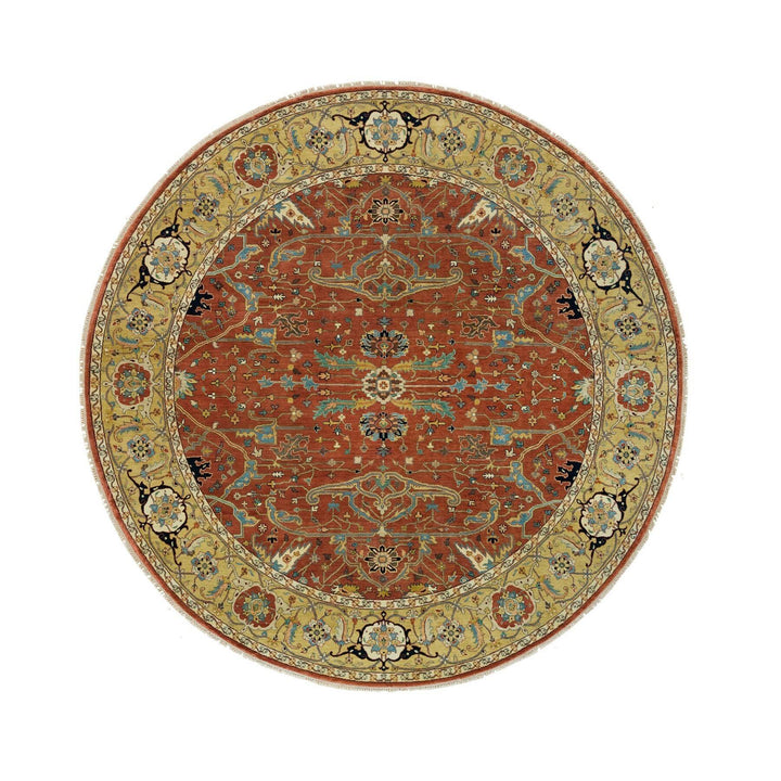 10'0" x 10'0" New Hand Knotted Red Wool Round Oriental Rug - MOA10290117