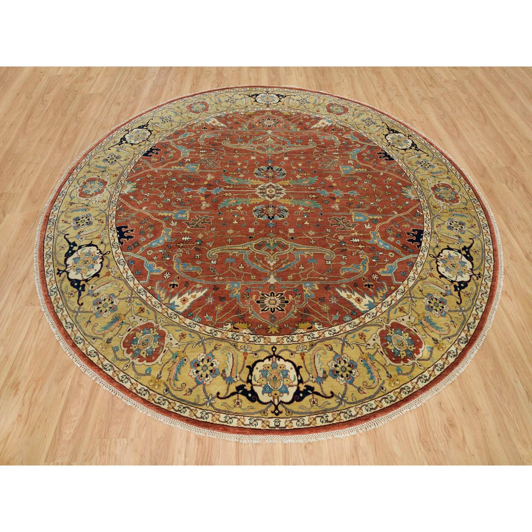 10'0" x 10'0" New Hand Knotted Red Wool Round Oriental Rug - MOA10290117