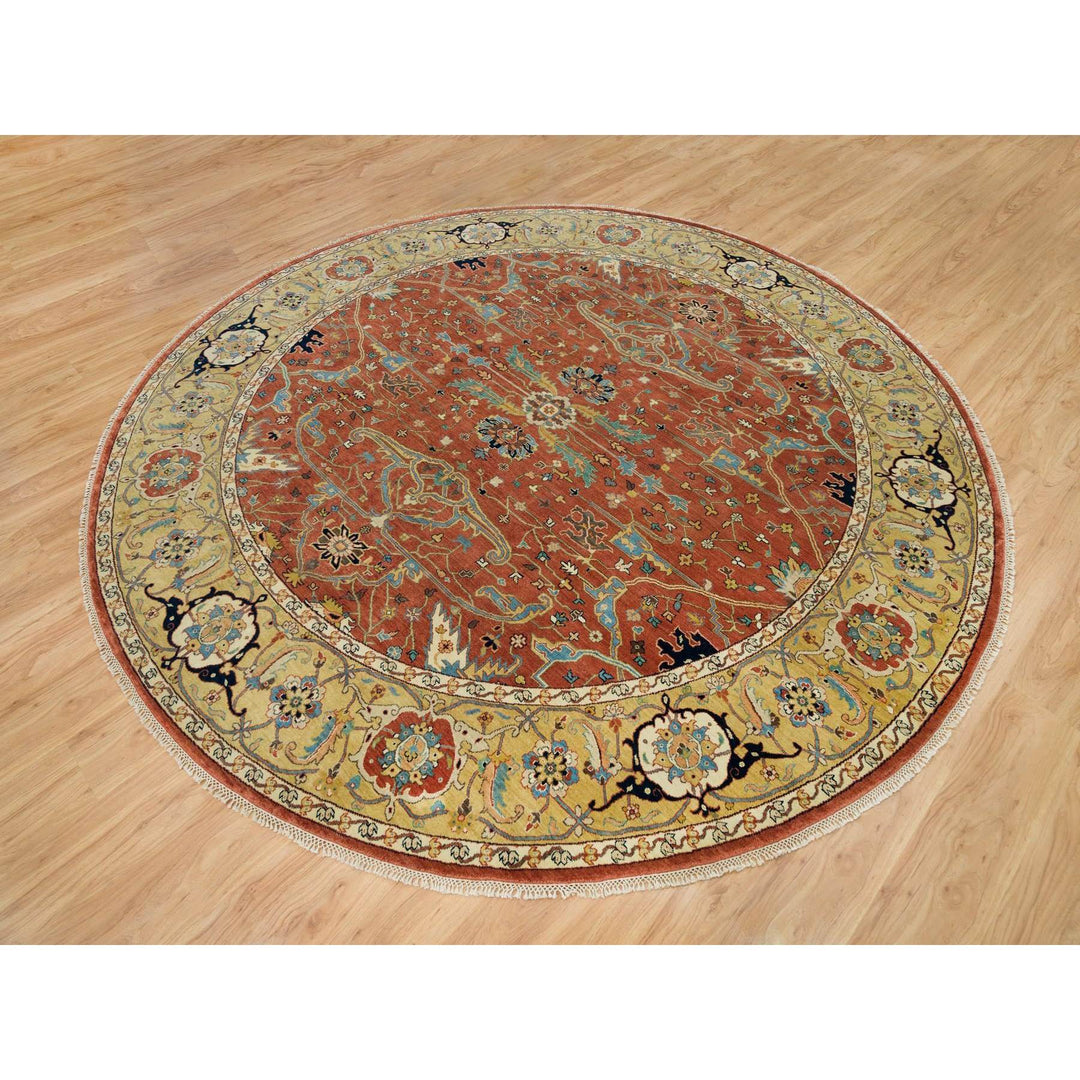 10'0" x 10'0" New Hand Knotted Red Wool Round Oriental Rug - MOA10290117