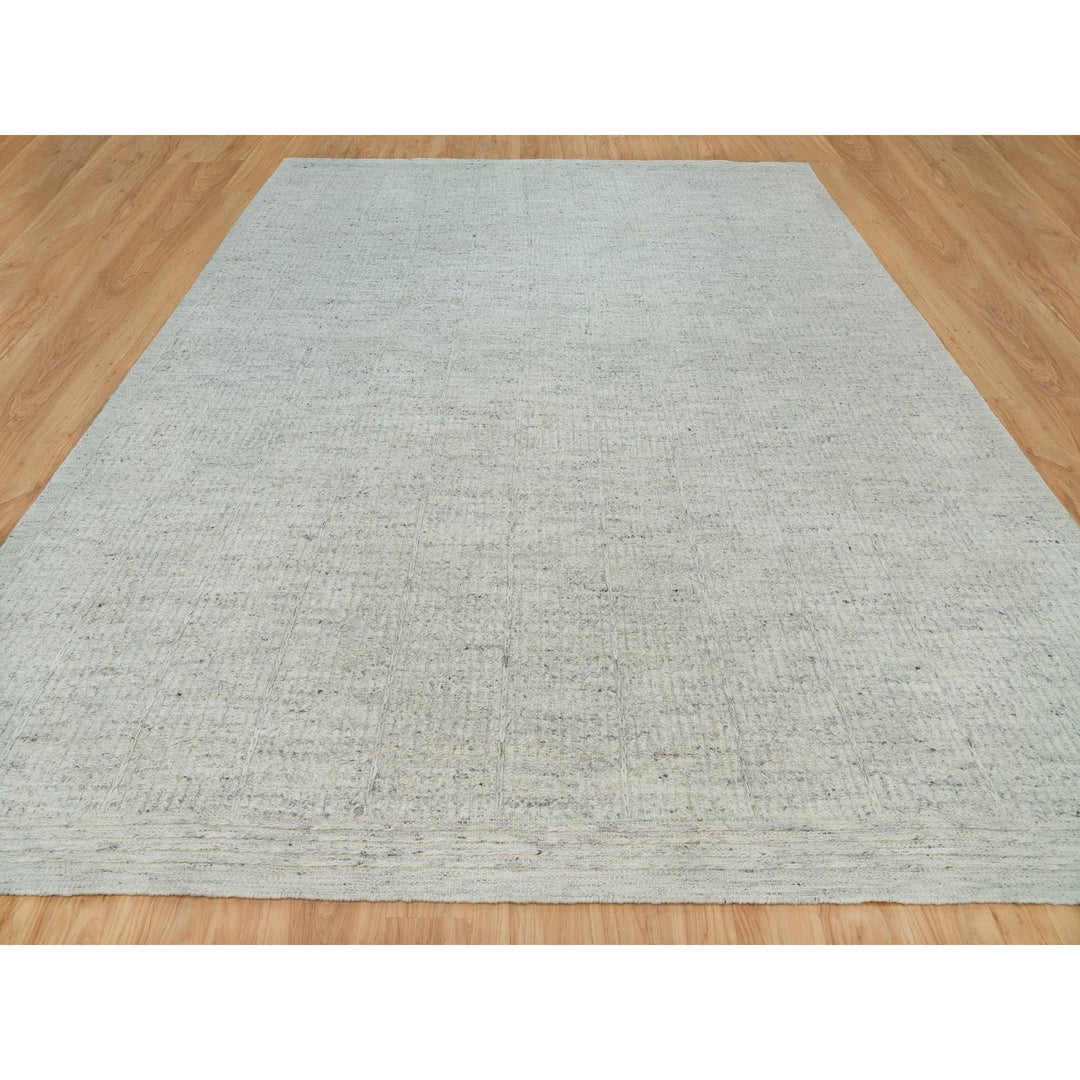 12'0" x 14'10" New Hand Woven Grey Wool Rectangle Oriental Rug - MOA10290120