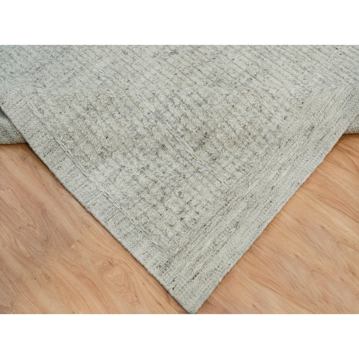 12'0" x 14'10" New Hand Woven Grey Wool Rectangle Oriental Rug - MOA10290120