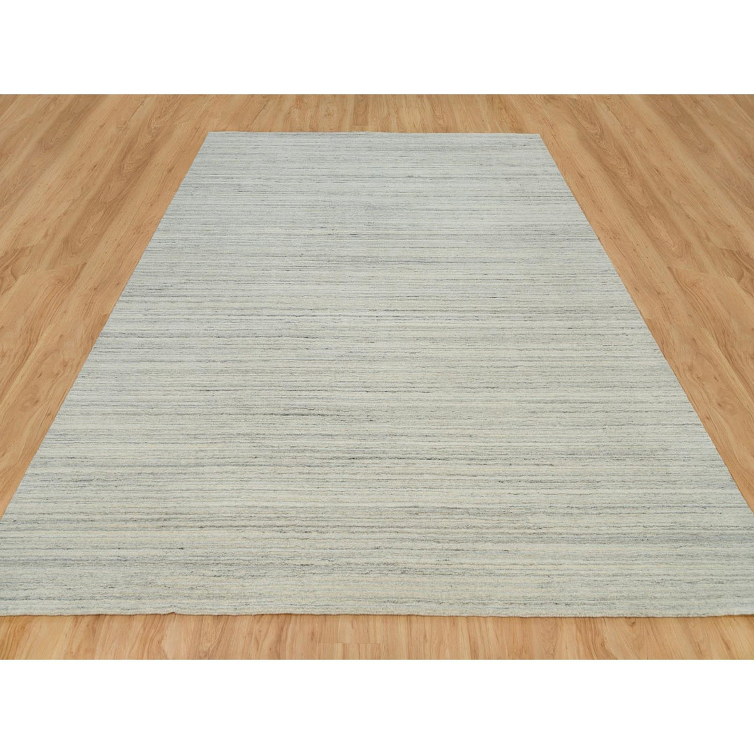 9'0" x 11'10" New Hand Loomed Ivory Wool Rectangle Oriental Rug - MOA10290122