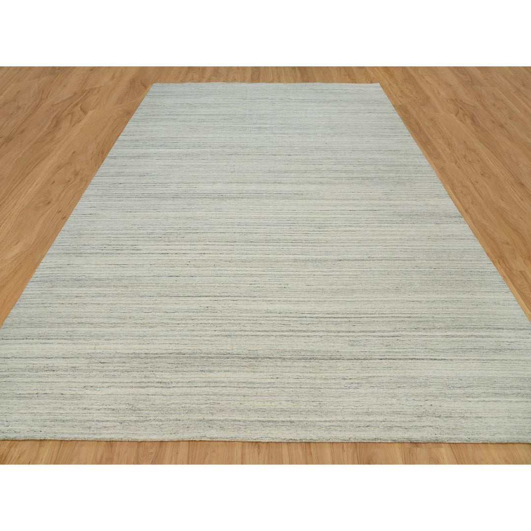 10'1" x 14'0" New Hand Loomed Ivory Wool Rectangle Oriental Rug - MOA10290125