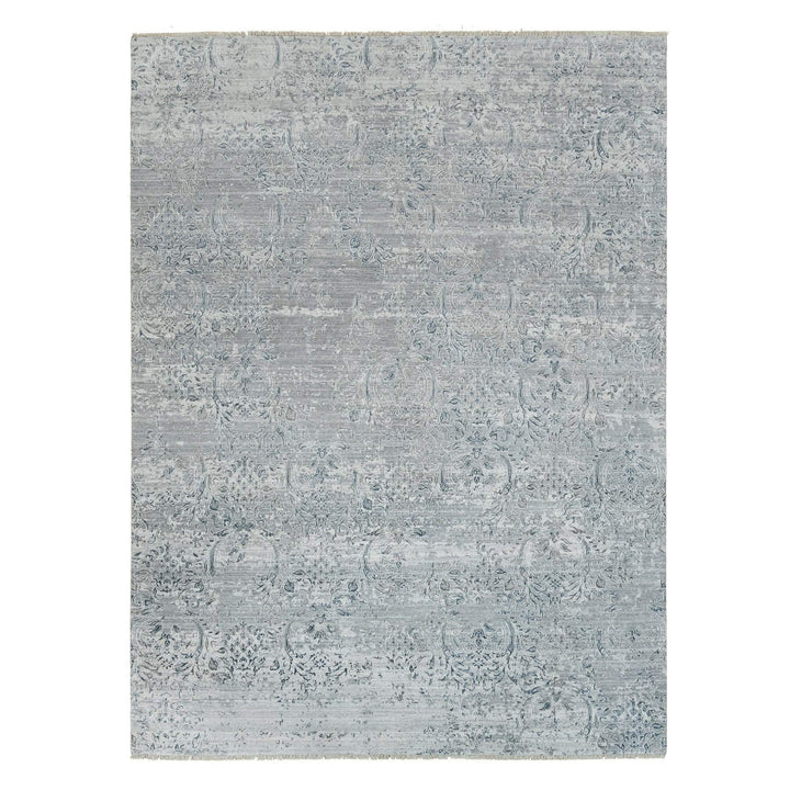 8'9" x 11'10" New Hand Knotted Ivory Wool and Plant based Silk Rectangle Oriental Rug - MOA10290133