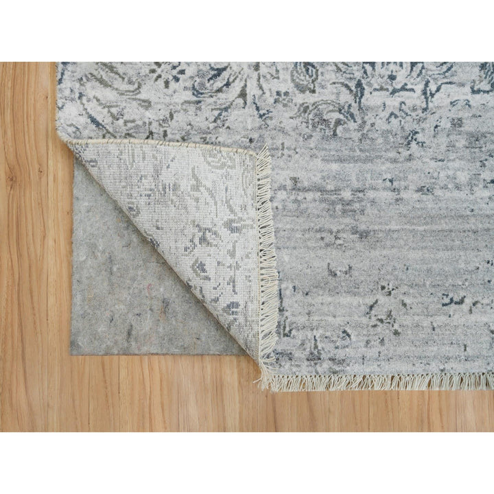 8'9" x 11'10" New Hand Knotted Ivory Wool and Plant based Silk Rectangle Oriental Rug - MOA10290133