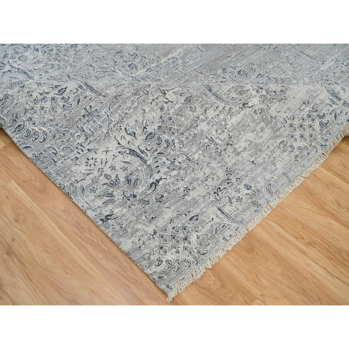 8'9" x 11'10" New Hand Knotted Ivory Wool and Plant based Silk Rectangle Oriental Rug - MOA10290133