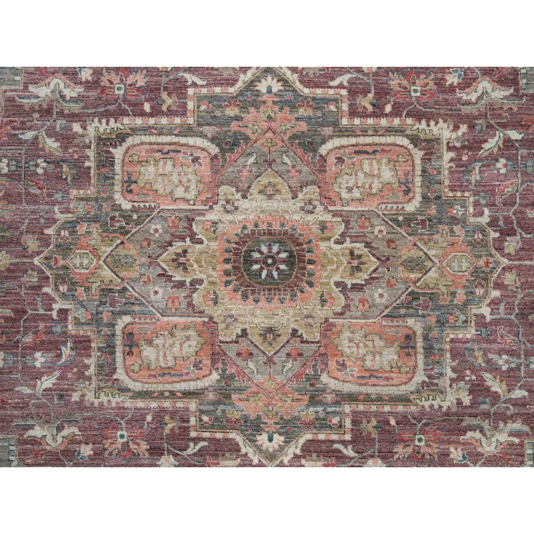 13'8" x 13'9" New Hand Knotted Red Wool Square Oriental Rug - MOA10290136