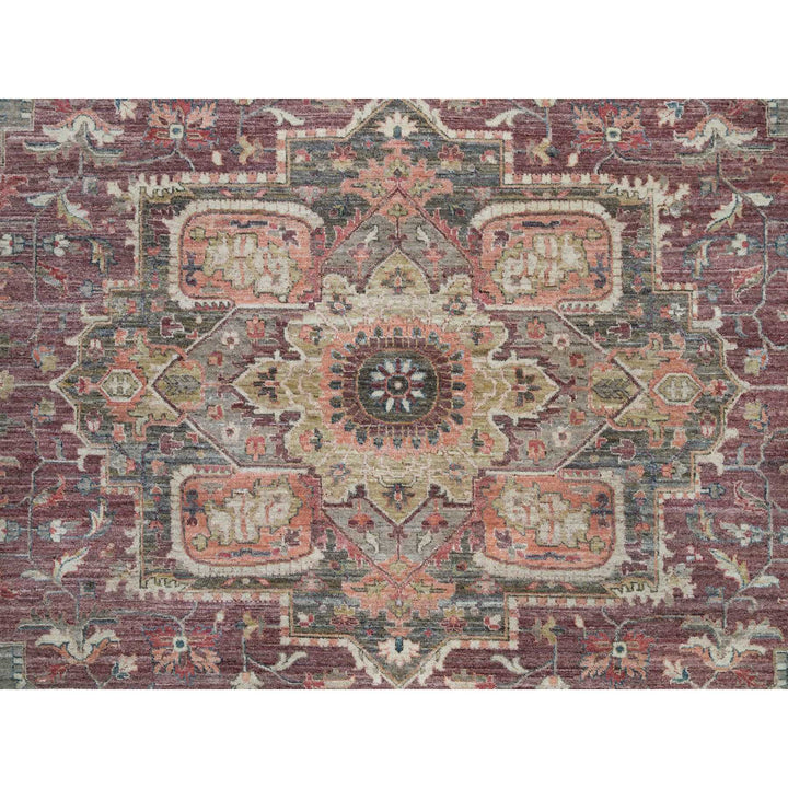 13'8" x 13'9" New Hand Knotted Red Wool Square Oriental Rug - MOA10290136