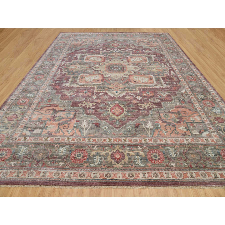 13'10" x 17'9" New Hand Knotted Red Wool Rectangle Oriental Rug - MOA10290137