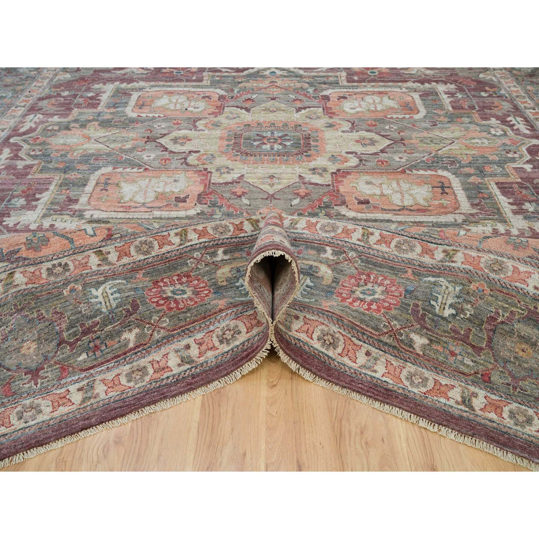 13'10" x 17'9" New Hand Knotted Red Wool Rectangle Oriental Rug - MOA10290137