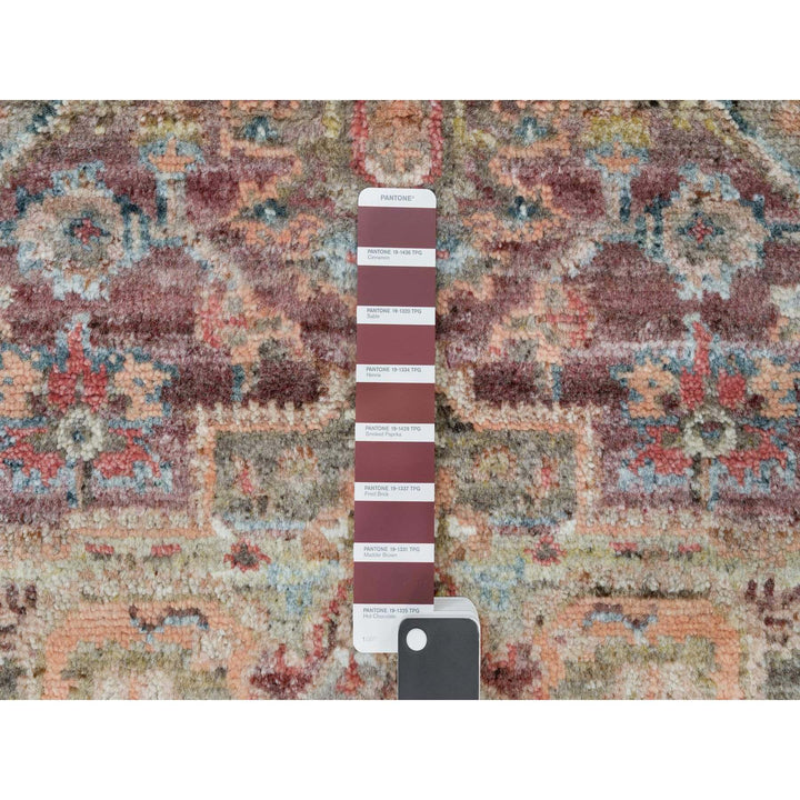 4'10" x 5'1" New Hand Knotted Red Wool Square Oriental Rug - MOA10290141