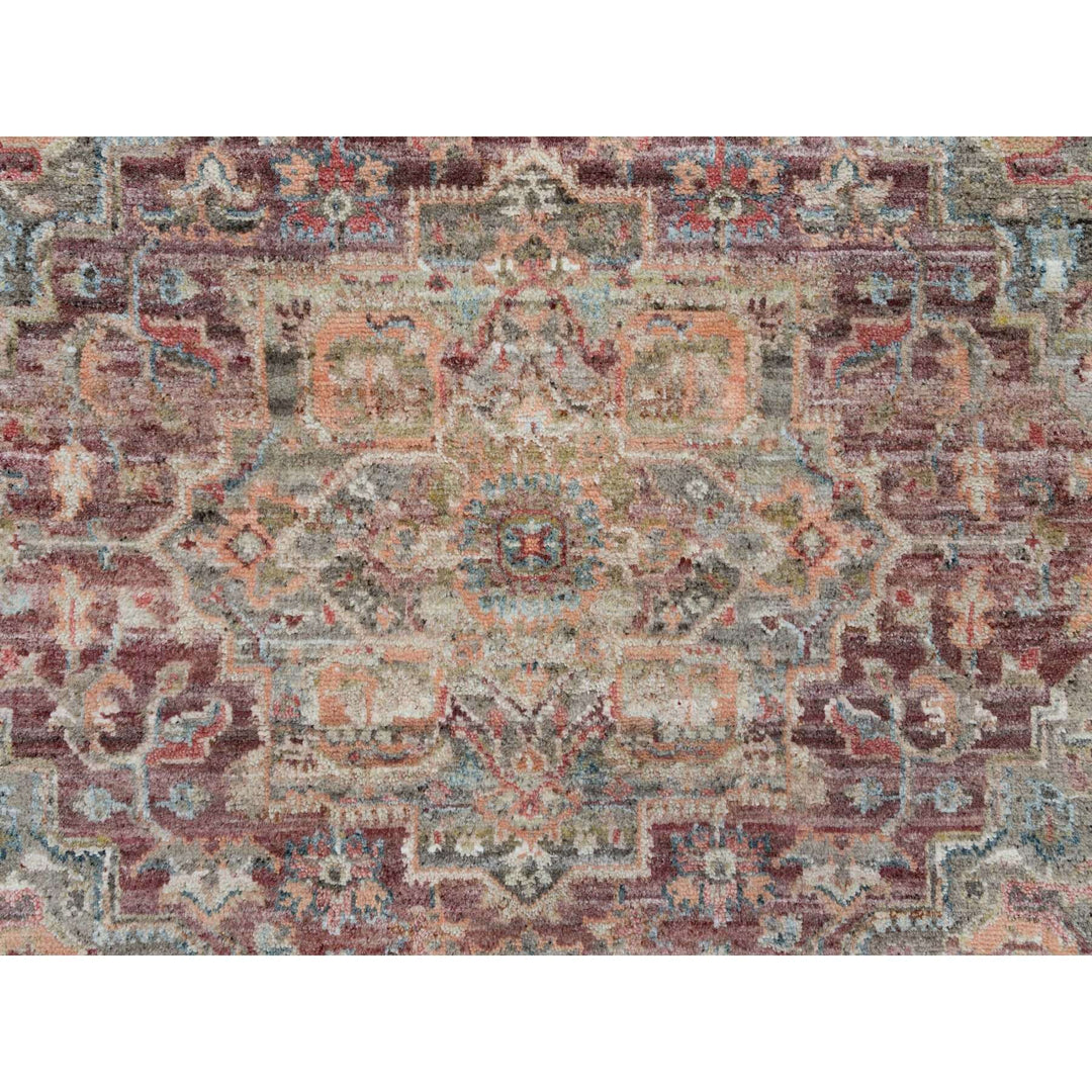 4'10" x 5'1" New Hand Knotted Red Wool Square Oriental Rug - MOA10290141