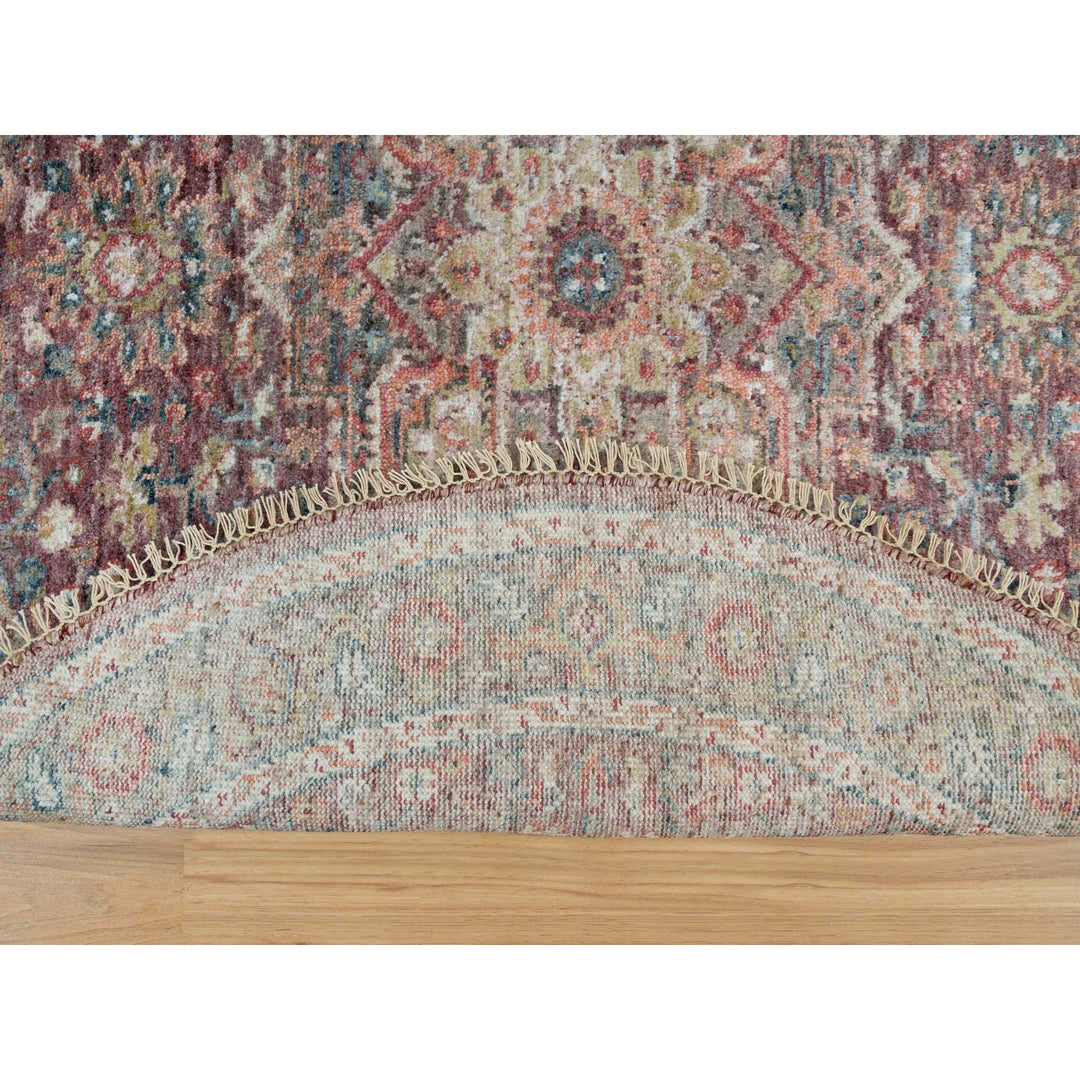 5'0" x 5'0" New Hand Knotted Red Wool Round Oriental Rug - MOA10290142