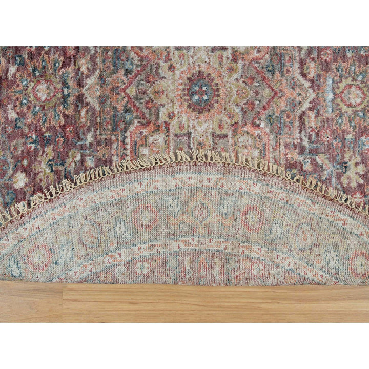 5'0" x 5'0" New Hand Knotted Red Wool Round Oriental Rug - MOA10290142