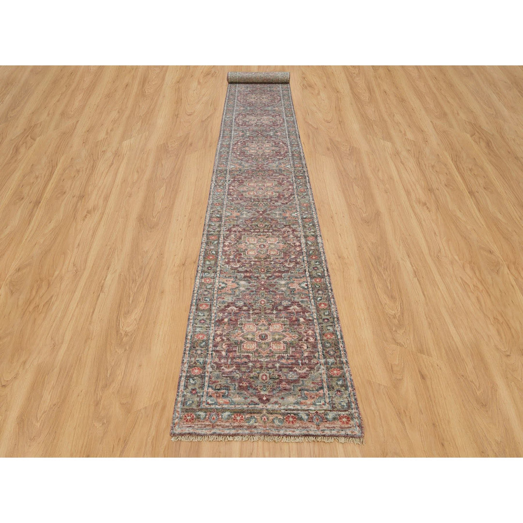 2'6" x 19'8" New Hand Knotted Red Wool Runner Oriental Rug - MOA10290143