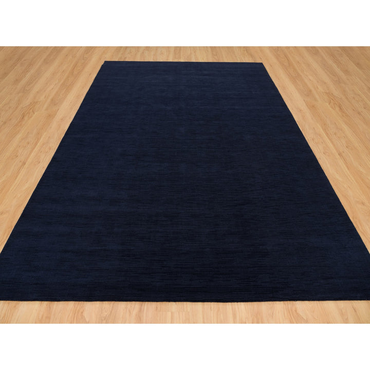 9'1" x 12'0" New Hand Loomed Blue Wool and Plant based Silk Rectangle Oriental Rug - MOA10290152