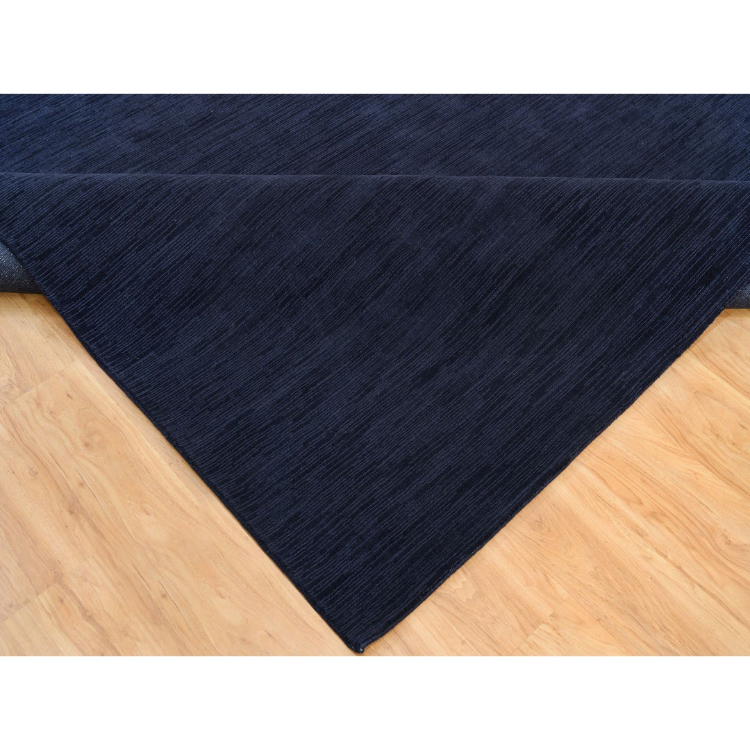 9'1" x 12'0" New Hand Loomed Blue Wool and Plant based Silk Rectangle Oriental Rug - MOA10290152