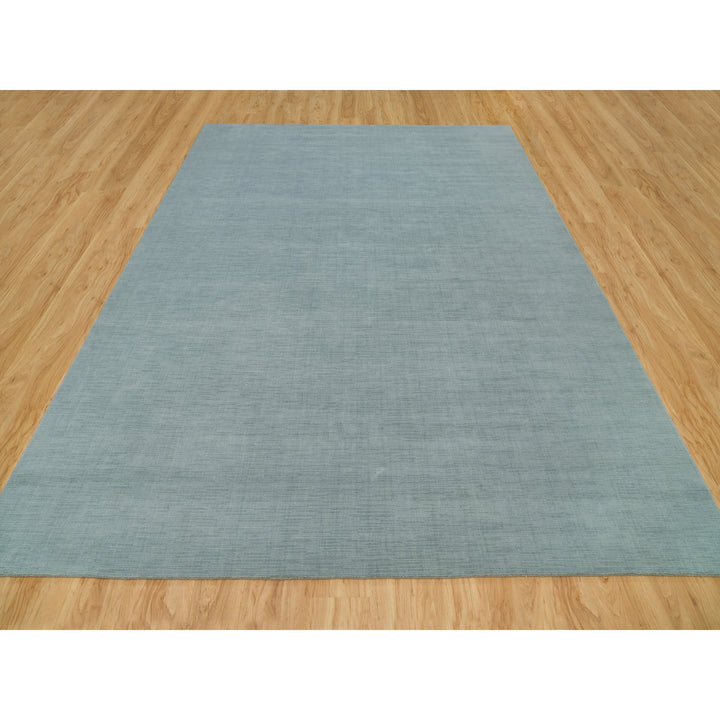 9'0" x 11'10" New Hand Loomed Grey Wool and Plant based Silk Rectangle Oriental Rug - MOA10290154