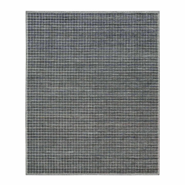 8'0" x 9'10" New Hand Loomed Grey Wool Rectangle Oriental Rug - MOA10290187