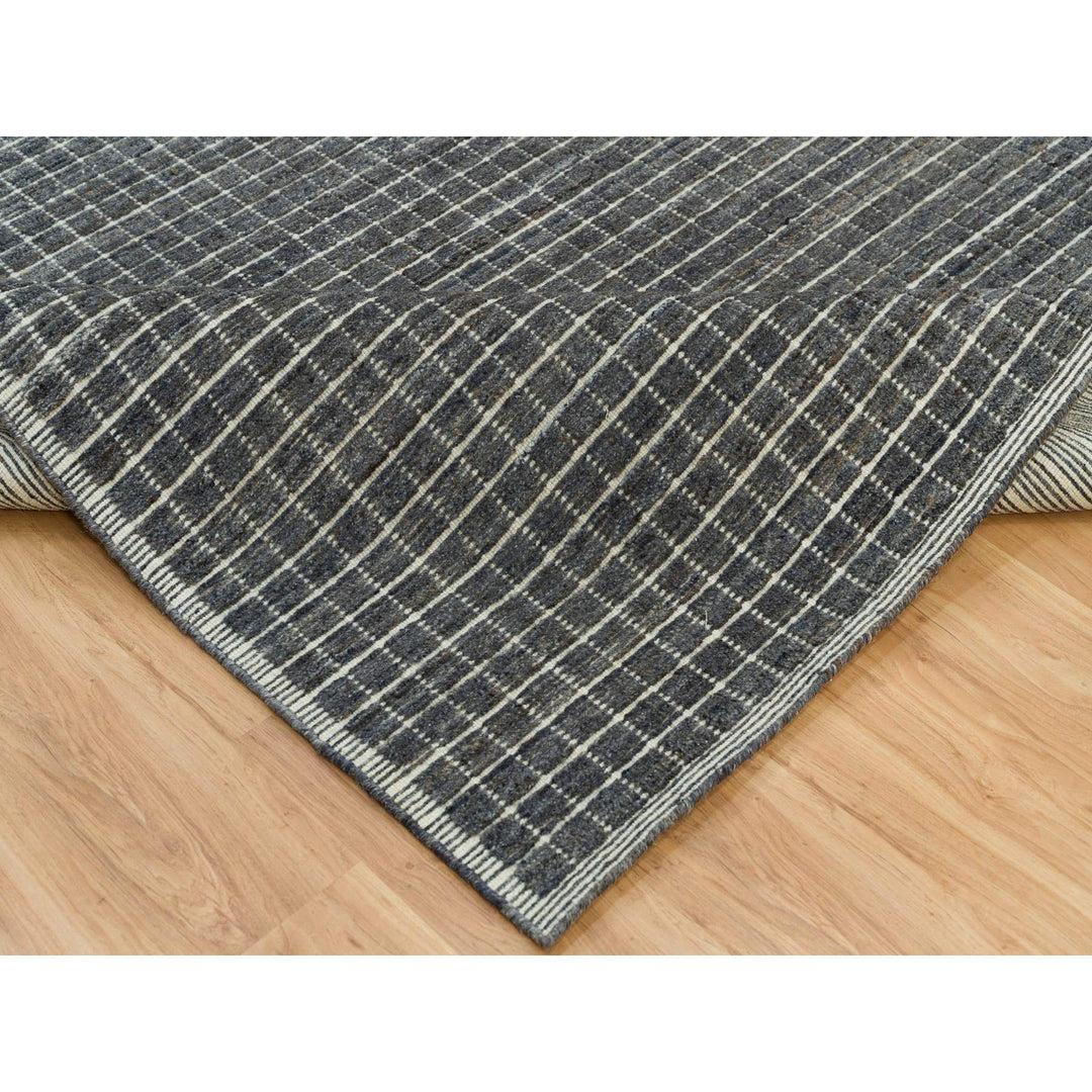 8'0" x 9'10" New Hand Loomed Grey Wool Rectangle Oriental Rug - MOA10290187