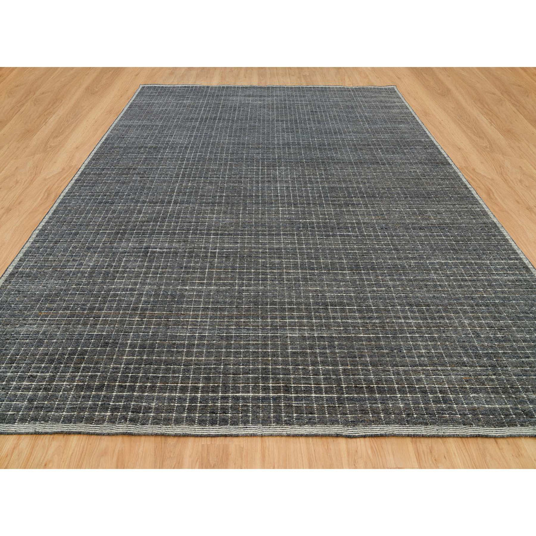 12'0" x 14'9" New Hand Loomed Grey Wool Rectangle Oriental Rug - MOA10290188