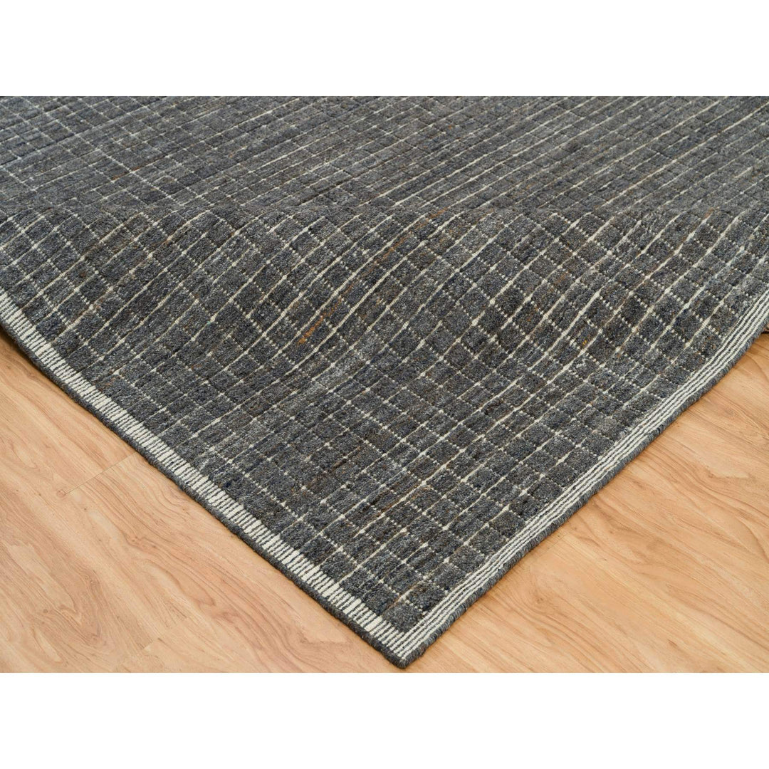 12'0" x 14'9" New Hand Loomed Grey Wool Rectangle Oriental Rug - MOA10290188